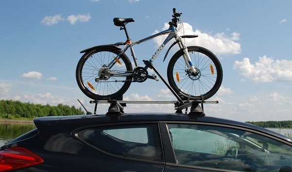 bicycle on the roof of the car