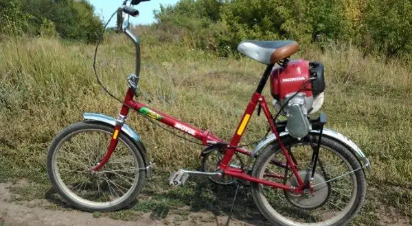 Bicycle with a trimmer engine with their own hands - how to make