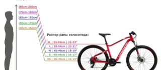 Bicycle frame size by height - how to determine and choose, table